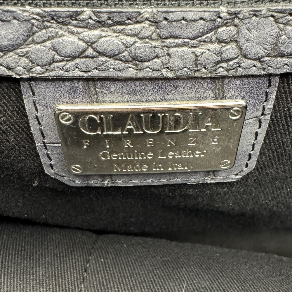 Claudia Firenze gray crocodile embossed genuine leather handbag. Made In Italy. - Picture 7 of 16